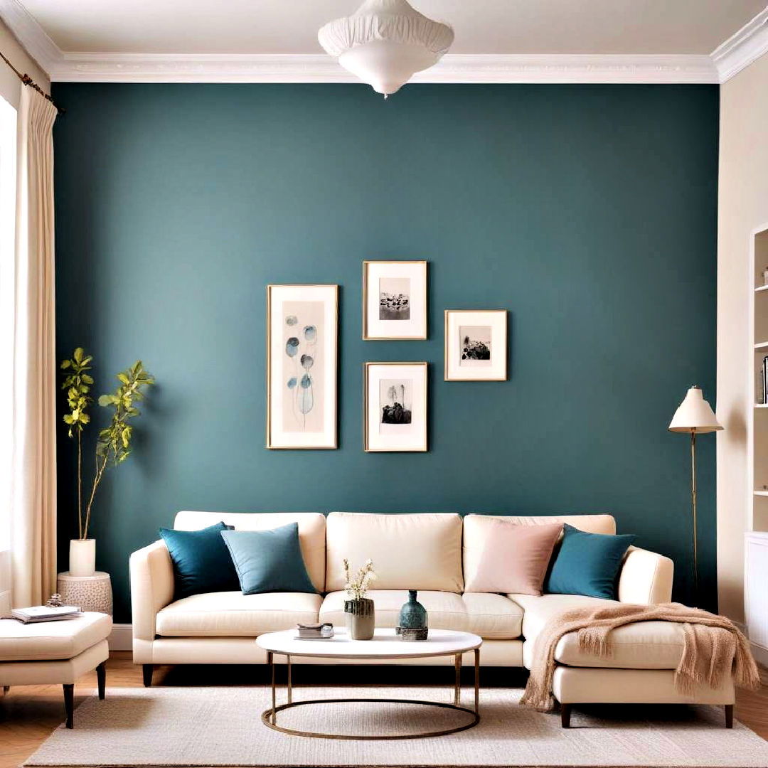 teal feature wall ideas - 25 Teal Living Room Ideas