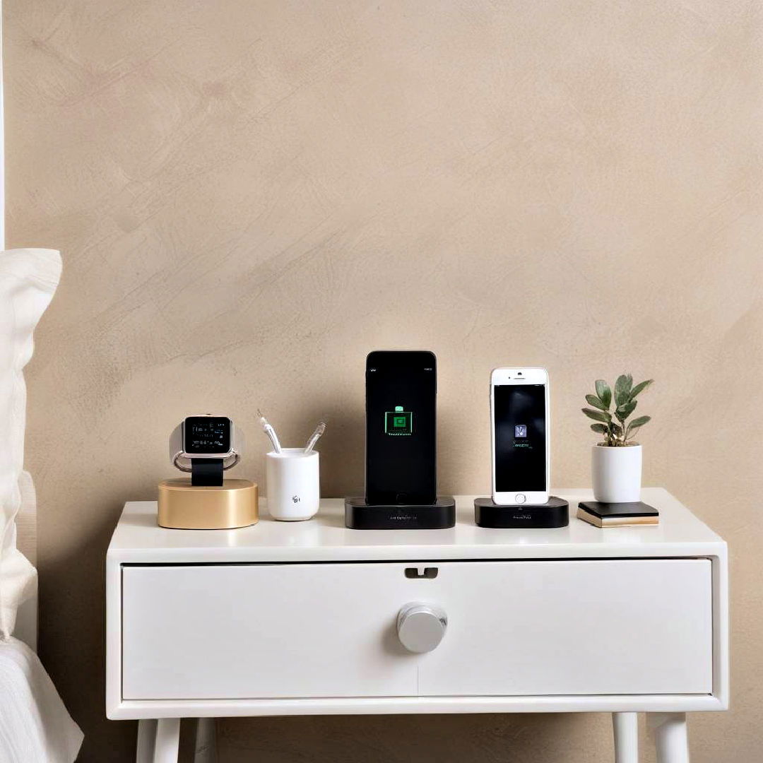 tech friendly charging station - 40 Apartment Decorating Ideas