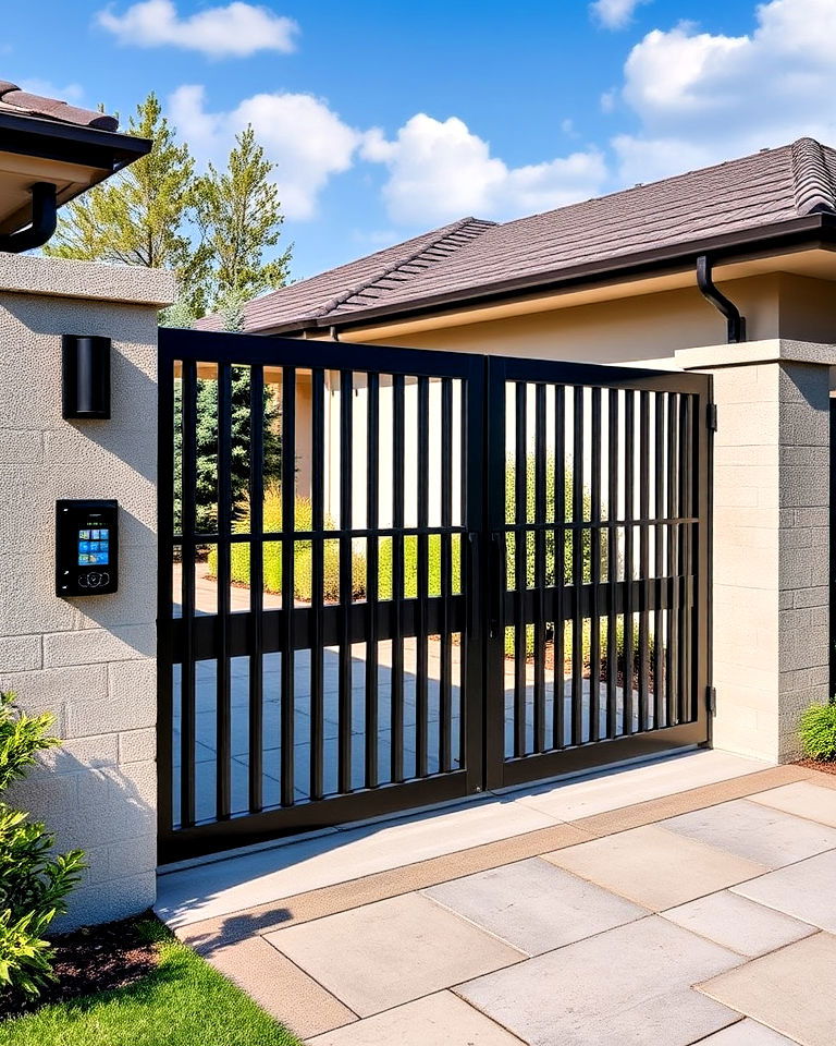 tech savvy sliding gate with smart automation - 30 Sliding Gate Design Ideas