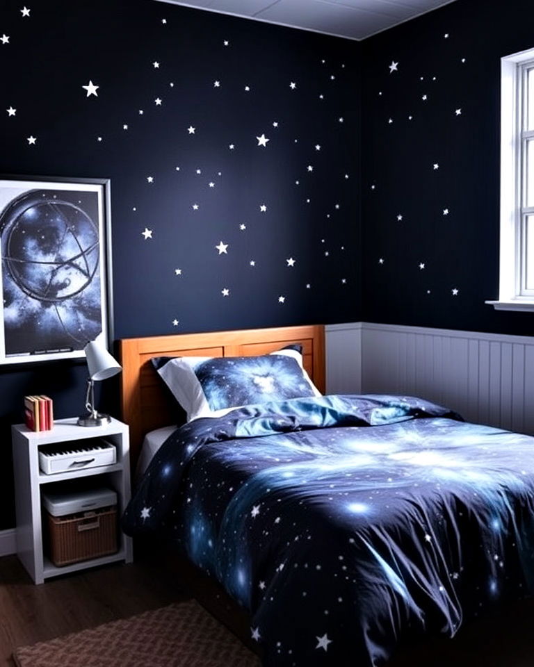 teenage boy bedroom with cosmic theme - 40 Teenage Boy Bedroom Ideas