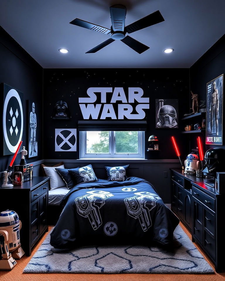teenage boy bedroom with star wars theme - 40 Teenage Boy Bedroom Ideas