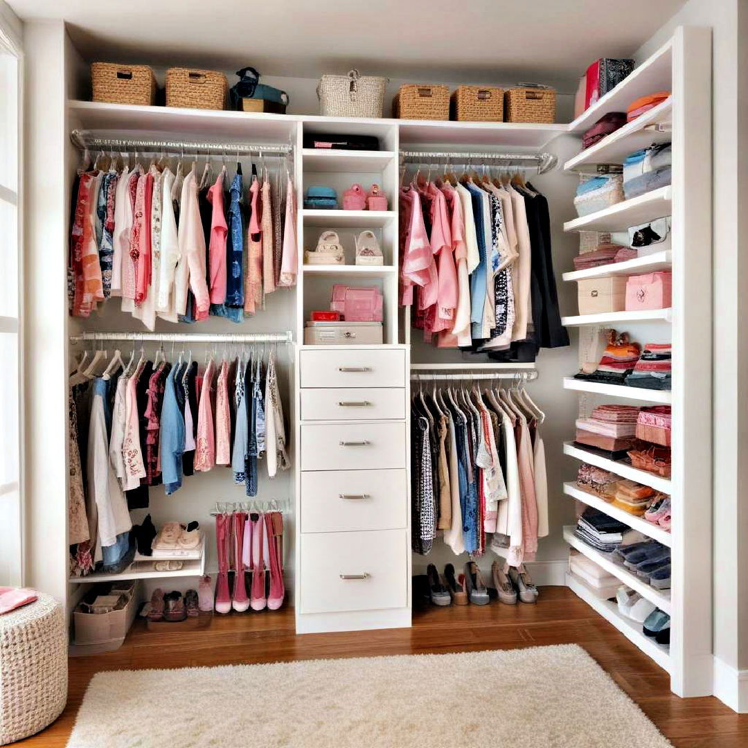 teenage girl bedroom with customized closet - 40 Teenage Girl Bedroom Ideas