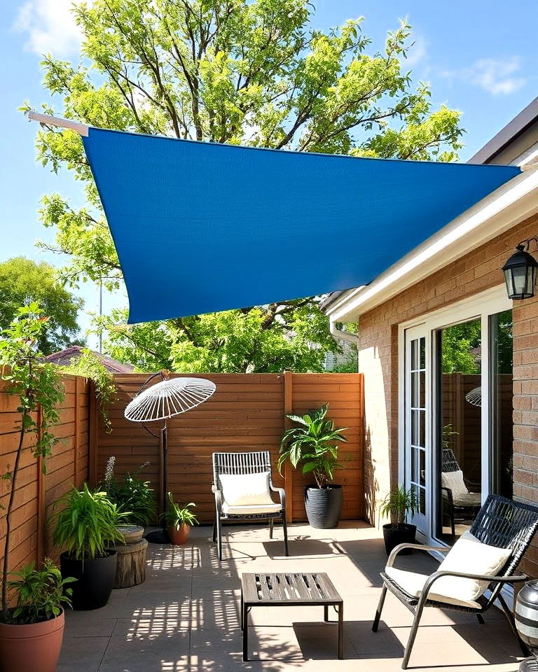 tension rod canopy for for compact garden - 20 Garden Shade Ideas