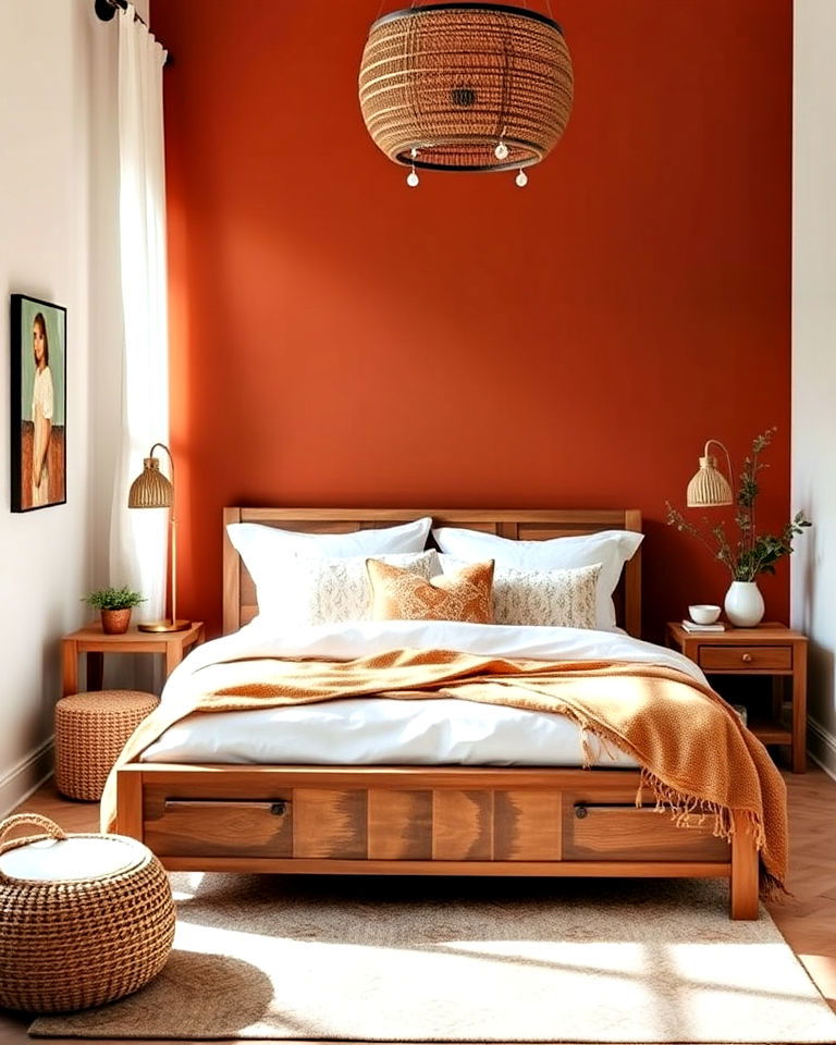 terracotta accent wall for bedroom - 20 Terracotta Bedroom Ideas