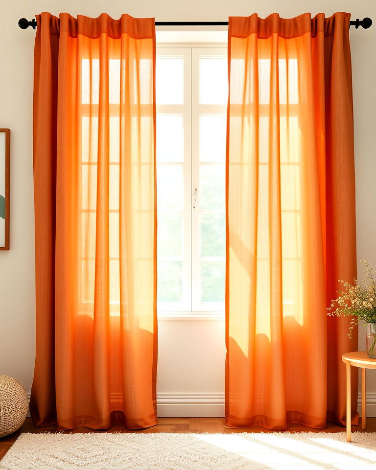 terracotta curtains for rustic interiors - 20 Terracotta Bedroom Ideas