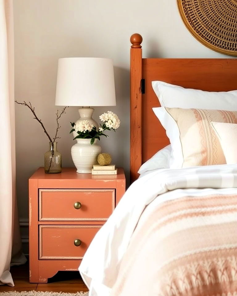 terracotta nightstand for bedroom - 20 Terracotta Bedroom Ideas