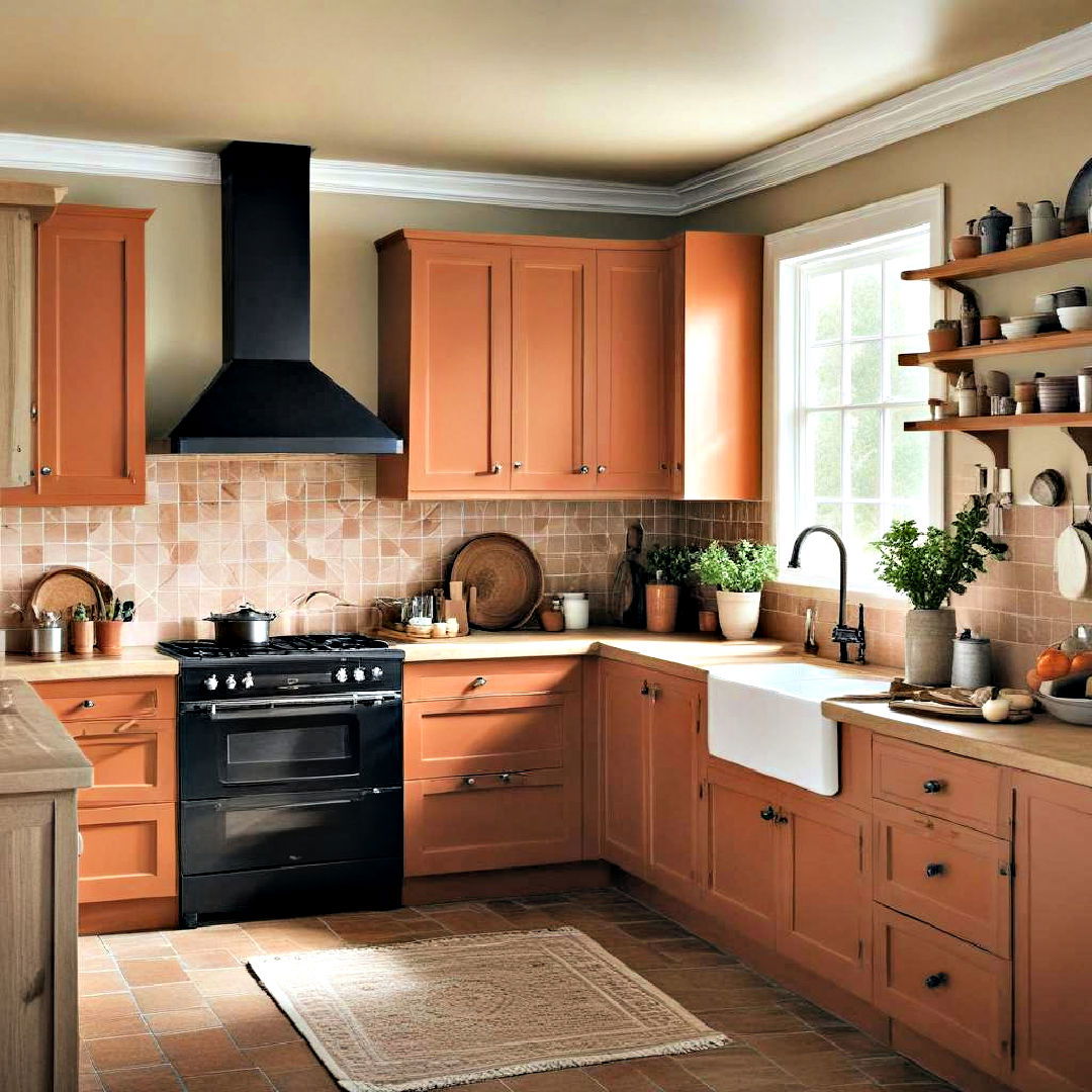 terracotta painted kitchen cabinets - 40 Painted Kitchen Cabinet Ideas