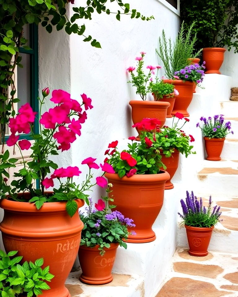 terracotta pots for greek garden - 30 Greek Garden Ideas