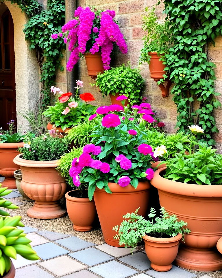 terracotta pots for italian backyard - 20 Italian Backyard Ideas