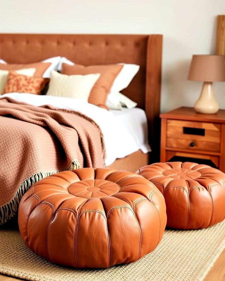 terracotta poufs for bedroom - 20 Terracotta Bedroom Ideas