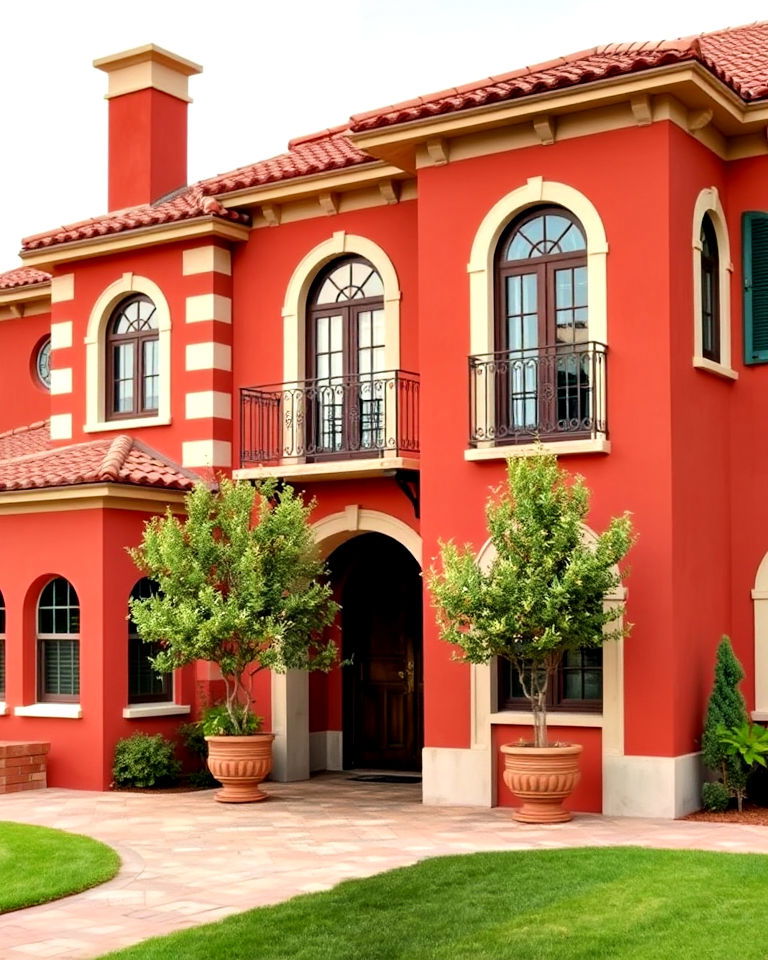terracotta red house exterior - 20 Dark Red House Exterior Ideas