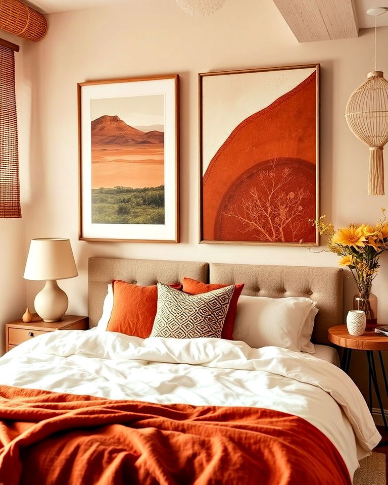 terracotta themed artwork for bedroom - 20 Terracotta Bedroom Ideas