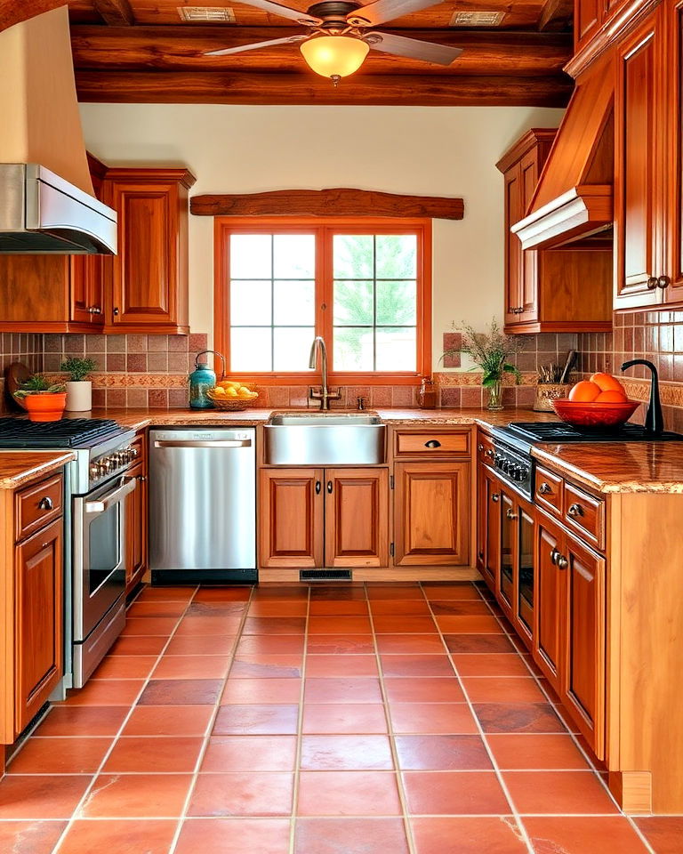 terracotta tile flooring for southwestern kitchen - 25 Southwestern Kitchen Ideas
