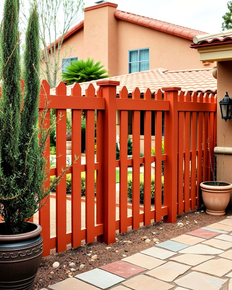 terracotta vinyl fence for rustic warmth - 25 Vinyl Fence Colors