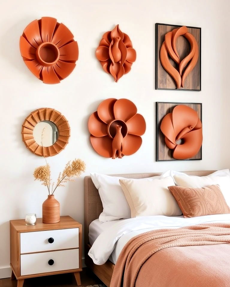 terracotta wall art sculpture ideas - 20 Terracotta Bedroom Ideas