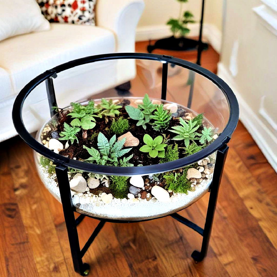 terrarium table as centerpiece - 20 Plant Room Ideas
