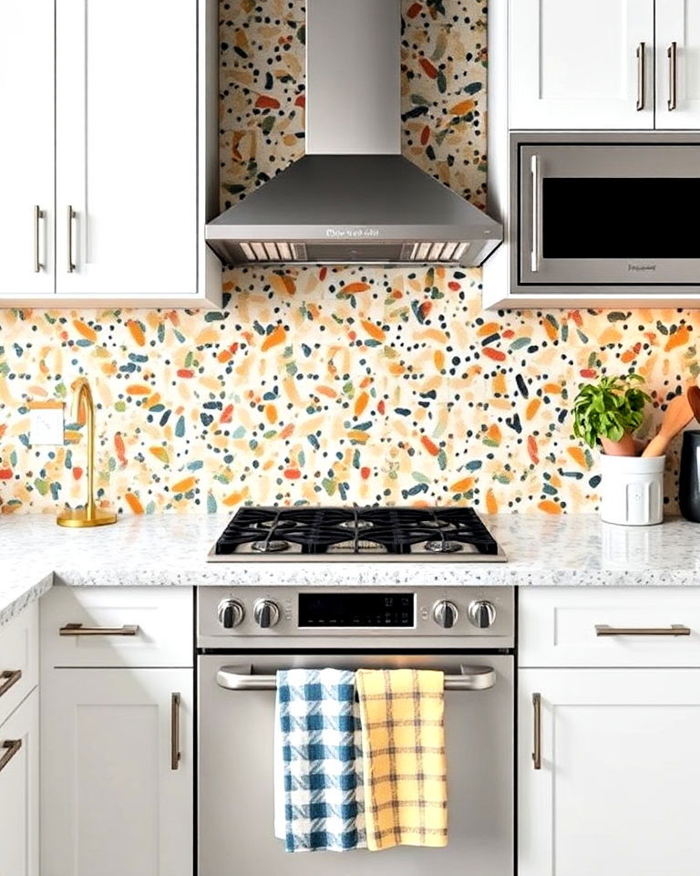 terrazzo backsplash for white cabinets - 40 Kitchen Backsplash Ideas for White Cabinets