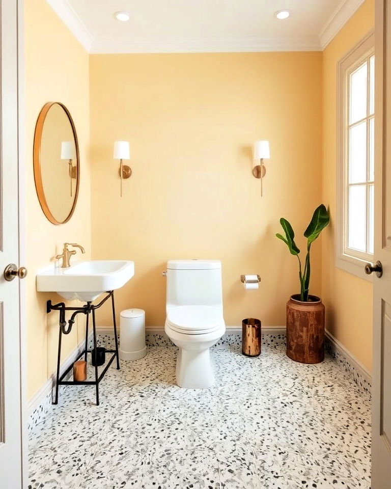 terrazzo tiles flooring to add artistic flair - 25 Powder Room Floor Tile Ideas