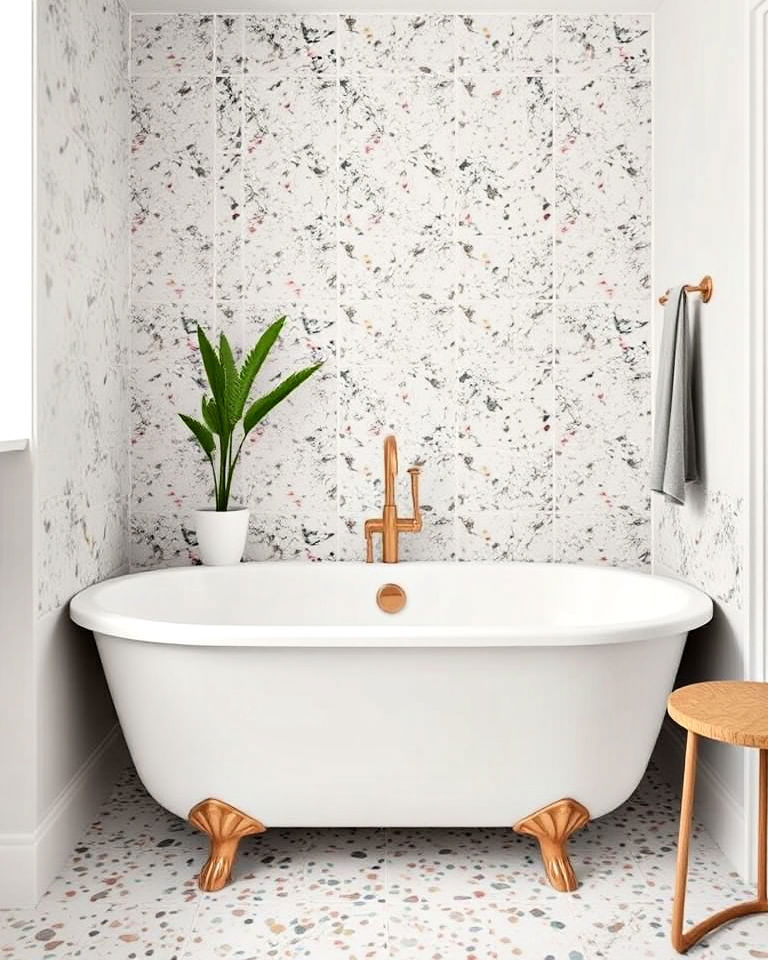 terrazzo tiles to add retro flair - 40 Bathtub Tile Ideas