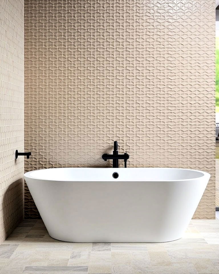 textured 3d tiles to add depth - 40 Bathtub Tile Ideas