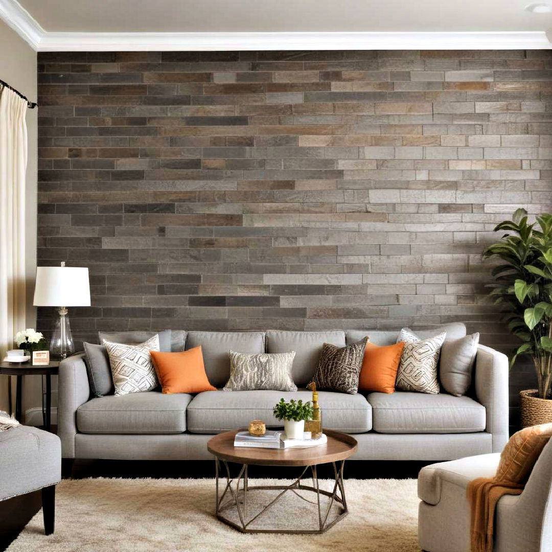 textured accent wall - 40 Living Room Ideas