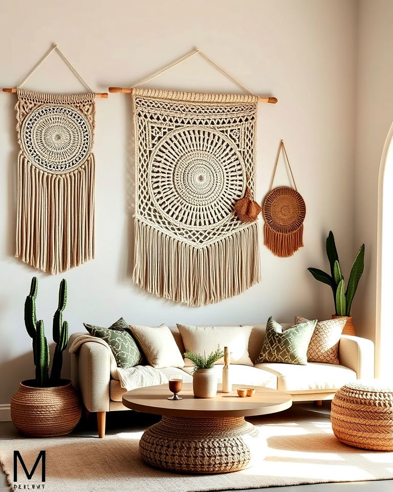 textured bohemian wall hangings - 20 Bohemian Desert Decor Ideas