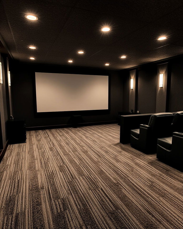 textured carpeting for basement home theater - 25 Basement Home Theater Ideas