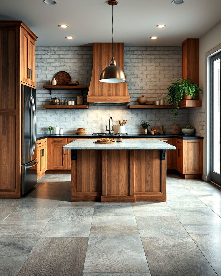 textured concrete floor for kitchen - 25 Concrete Floor Kitchen Ideas