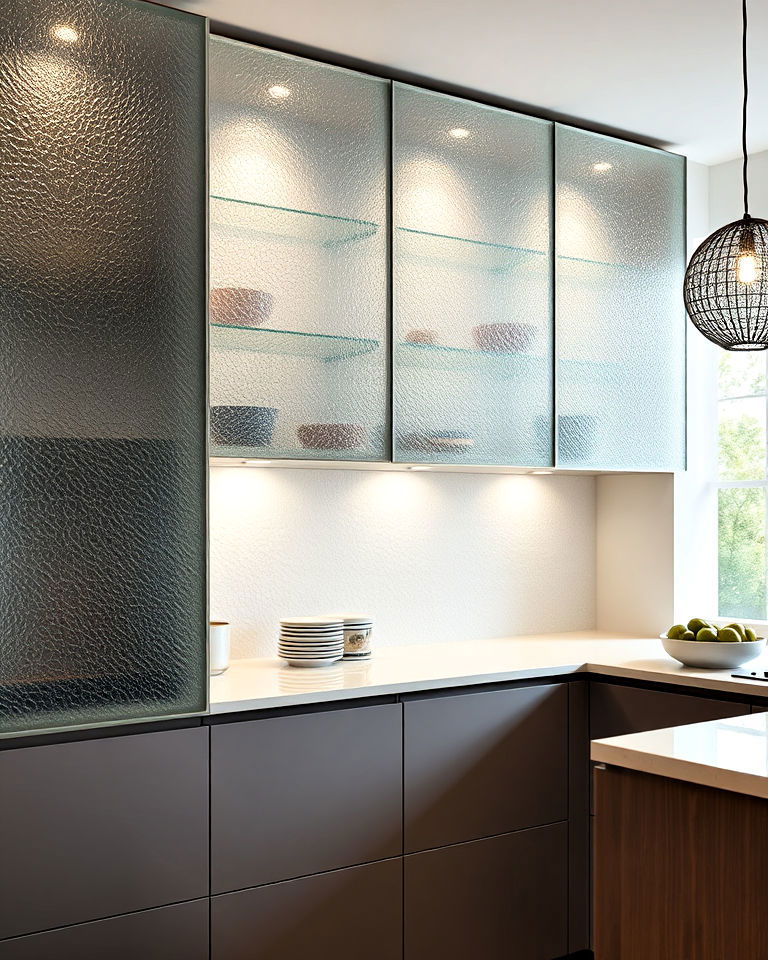 textured glass cabinets for modern kitchen - 20 Modern Style Glass Kitchen Cabinets