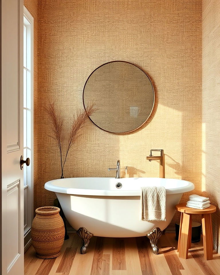 textured grasscloth wallpaper - 30 Bathroom Wallpaper Ideas