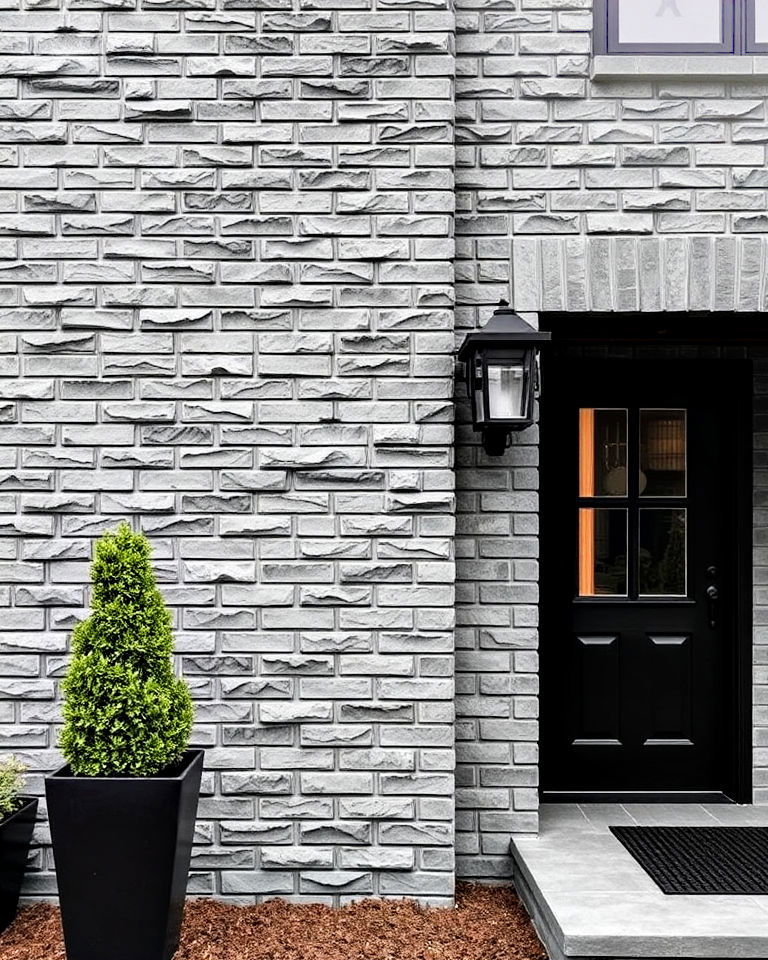 textured gray bricks - 30 Gray Brick Exterior Home Ideas