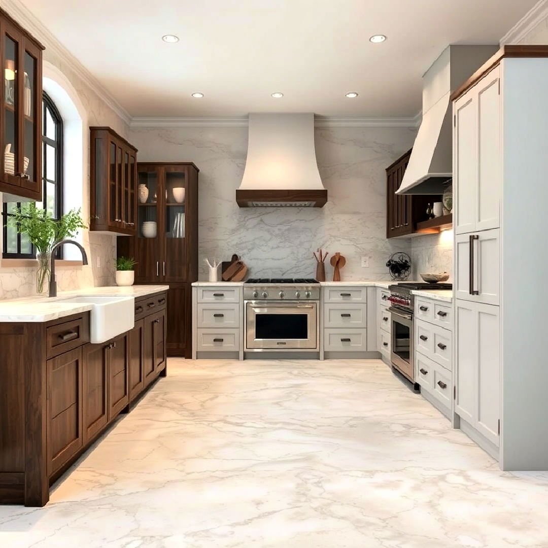 textured marble kitchen floor - 20 Marble Kitchen Floor Ideas