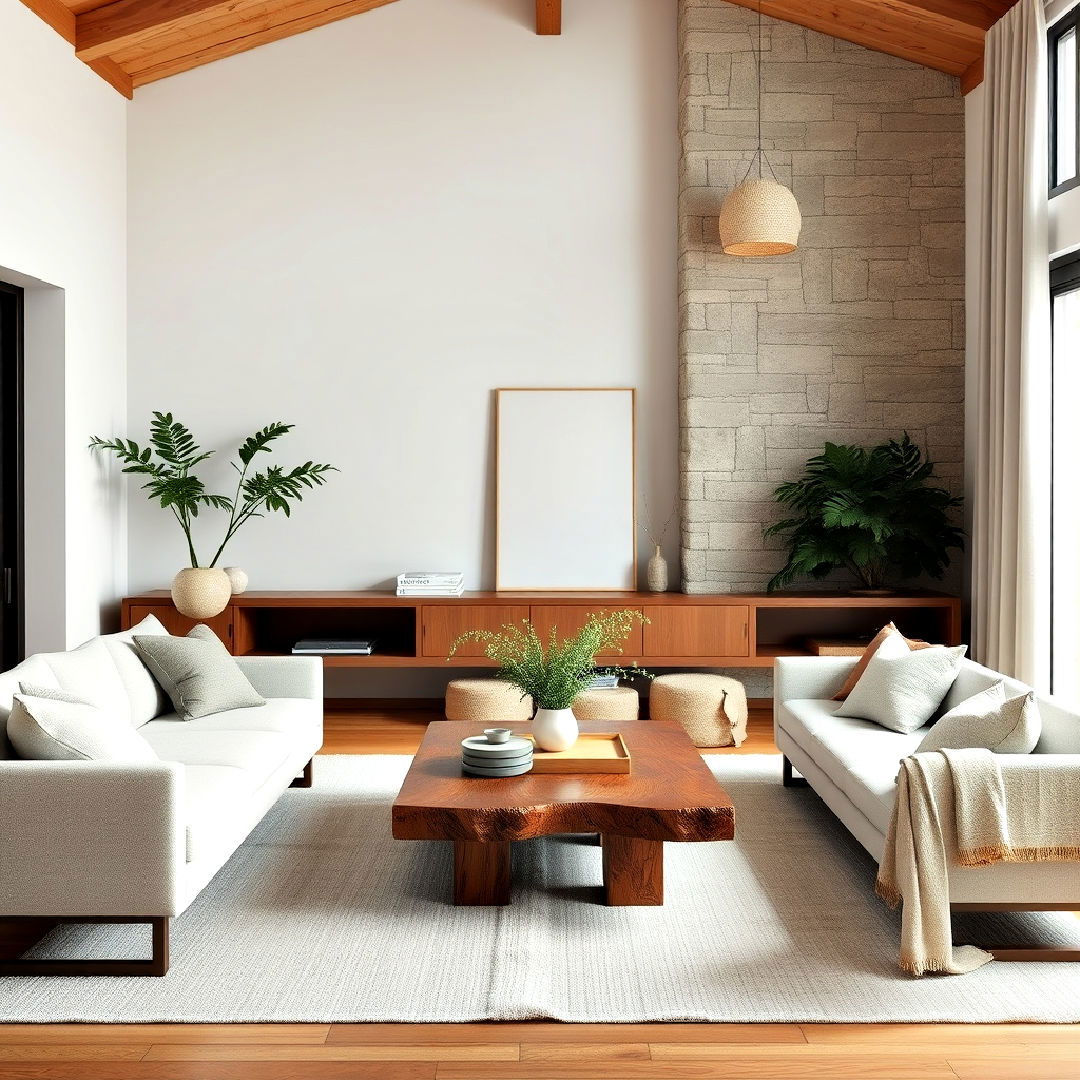 textured natural elements for organic modern living room - 25 Organic Modern Living Room Design Ideas