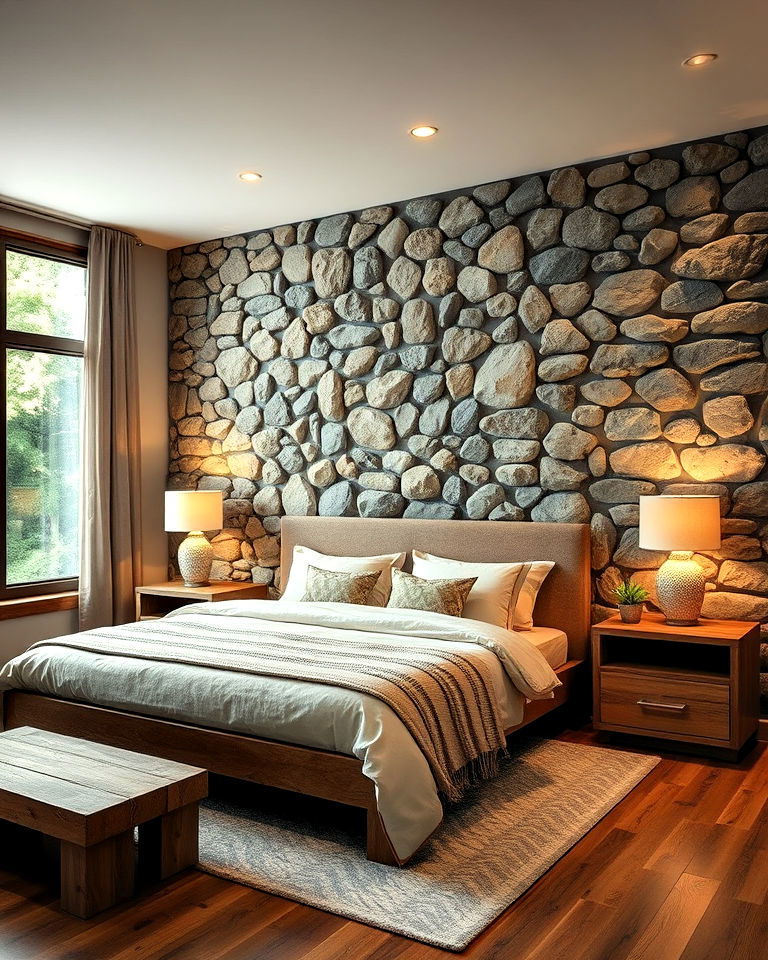textured stone elements forest theme bedroom - 20 Forest-Themed Bedroom Ideas