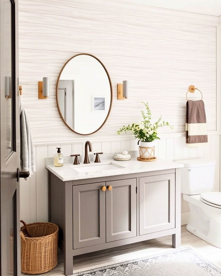 textured wall treatments for transitional bathroom - 30 Transitional Bathroom Ideas