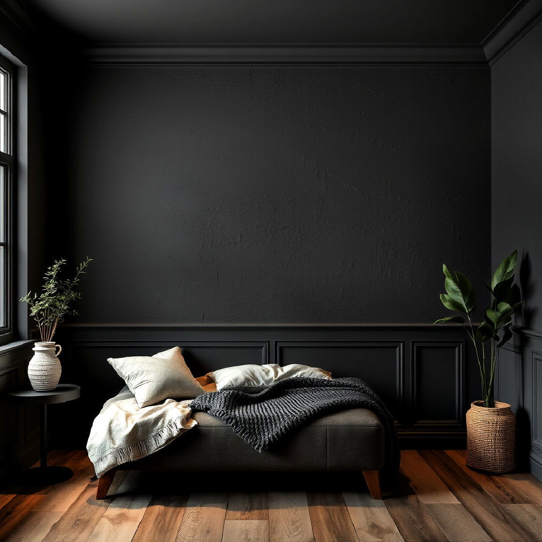 textured walls for dark bedroom - 25 Dark Bedroom Ideas