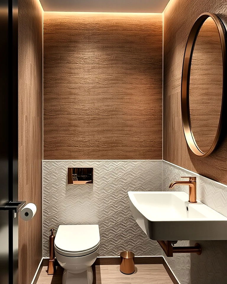 textured walls for luxury powder room - 20 Luxury Powder Room Ideas