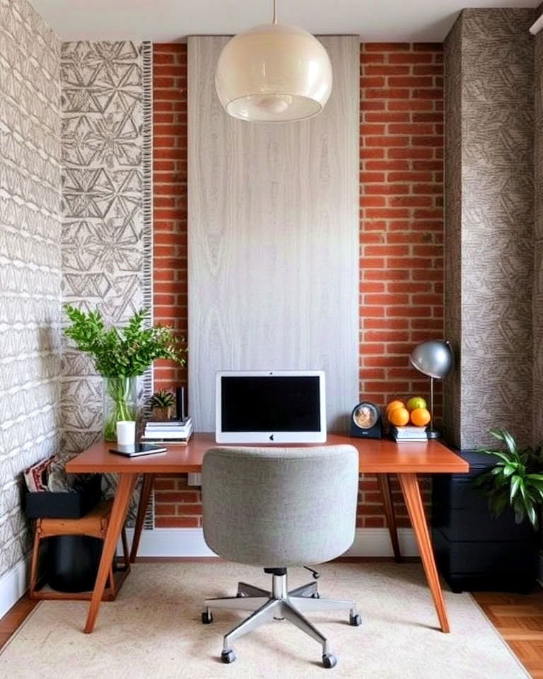 textured walls to add added depth - 25 Eclectic Home Office Ideas