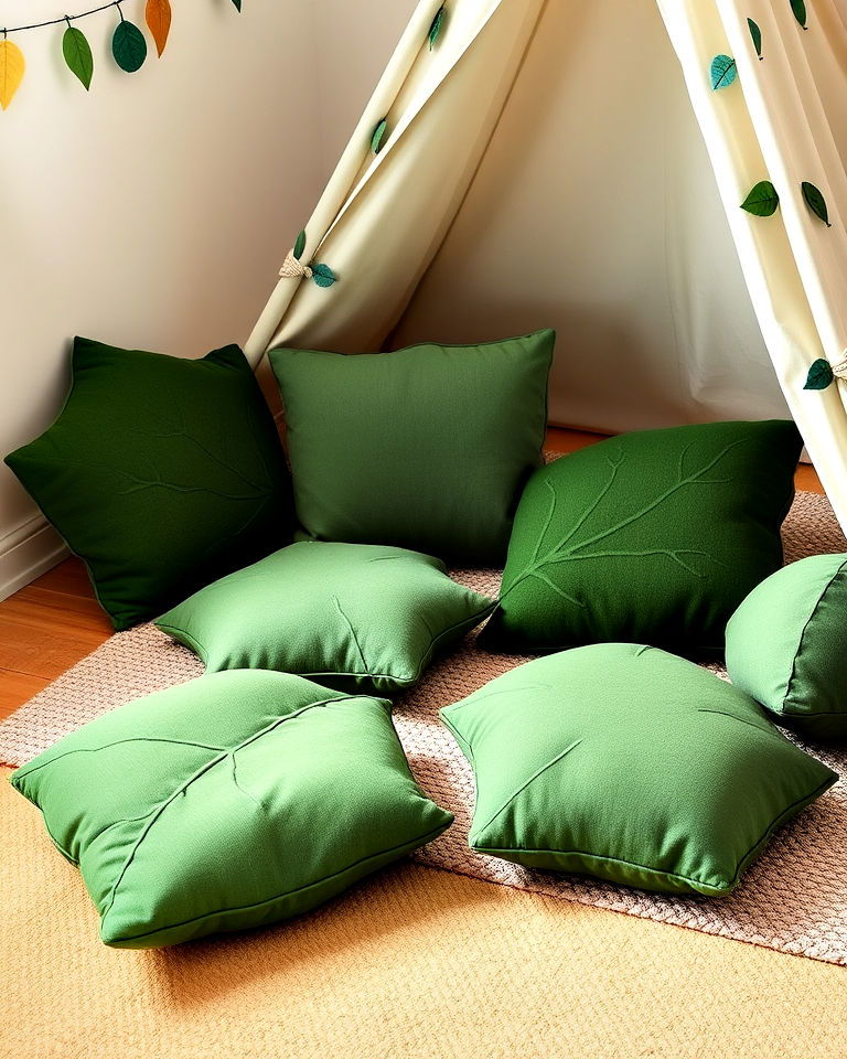 thematic leaf shaped cushions - 25 Woodland Nursery Ideas