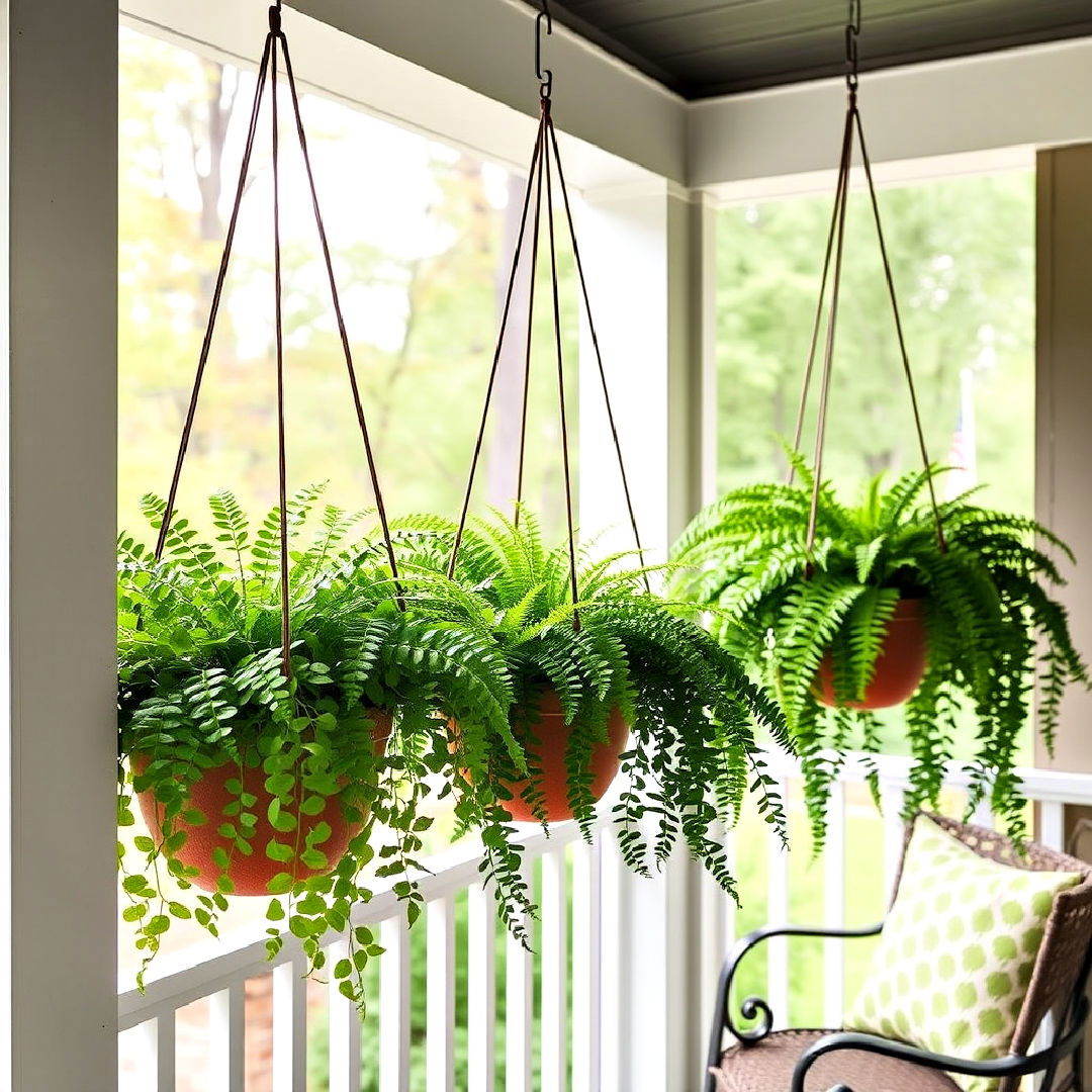 three season porch with hanging planters - 35 Three Season Porch Ideas
