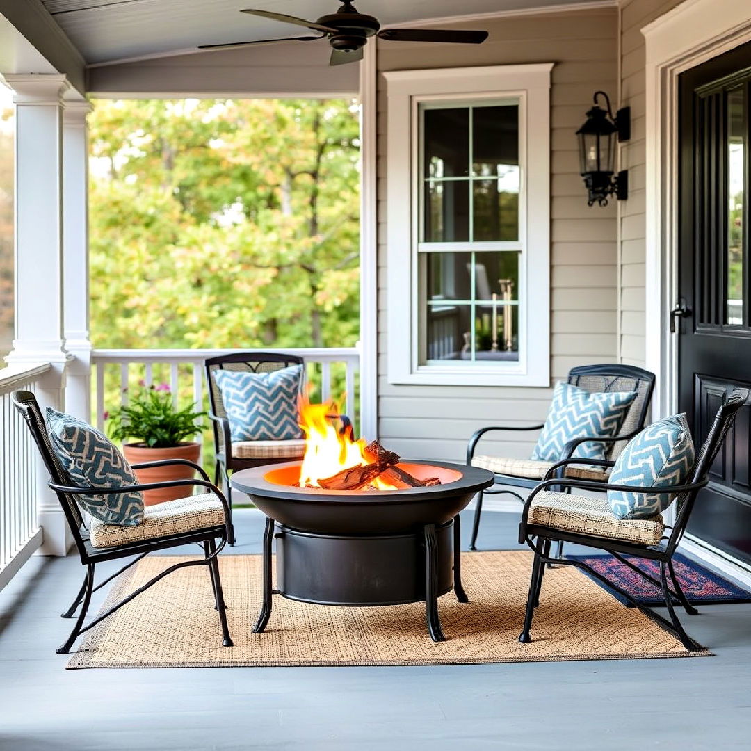 three season porch with portable fire pit - 35 Three Season Porch Ideas