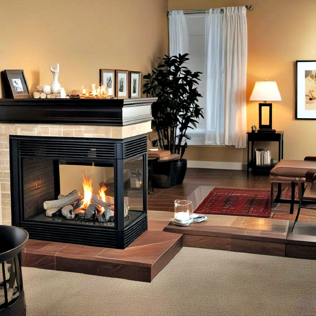three sided peninsula fireplace - 40 Modern Fireplace Ideas
