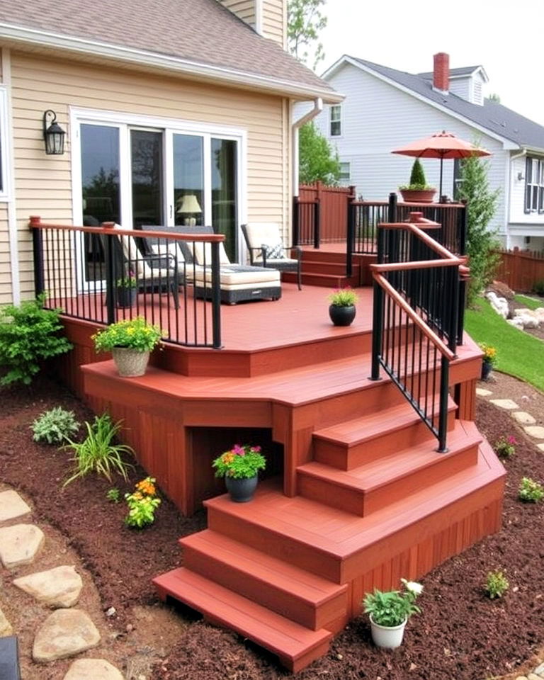tiered patio deck for sloped yard - 30 Patio Deck Ideas