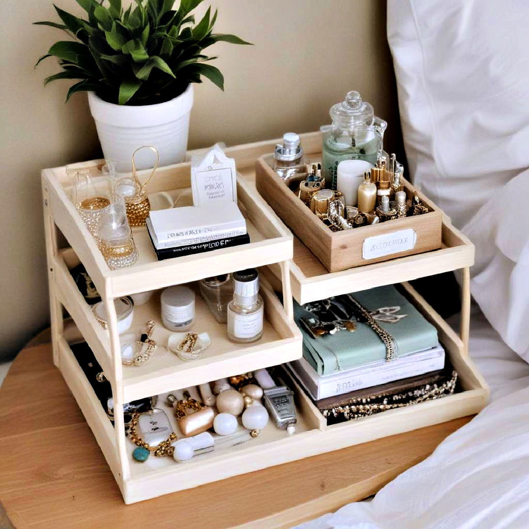 tiered tray for organization - 40 Small Bedroom Ideas