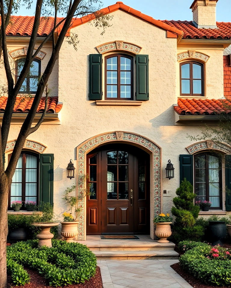 tile detailing to adds personality - 30 Traditional French Country House Exterior Ideas