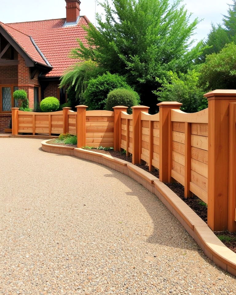timber sleeper borders for driveway edging - 30 Driveway Edging Ideas