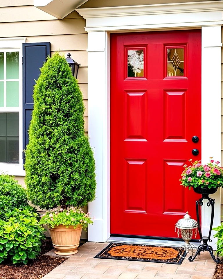 timeless aesthetic red door - 20 Cedar Front Door Colors Ideas