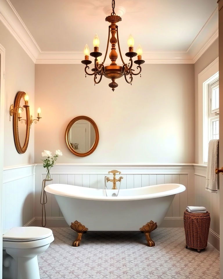 timeless antique brass chandelier - 20 Bathroom Chandelier Ideas
