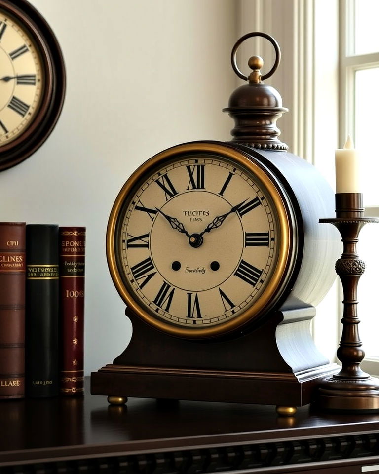 timeless antique clock - 20 Dark Academia Home Office Ideas