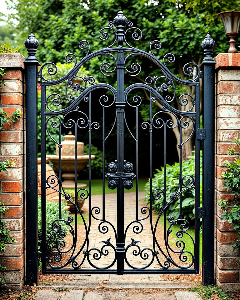 timeless antique inspired metal gate - 25 Metal Garden Gate Ideas